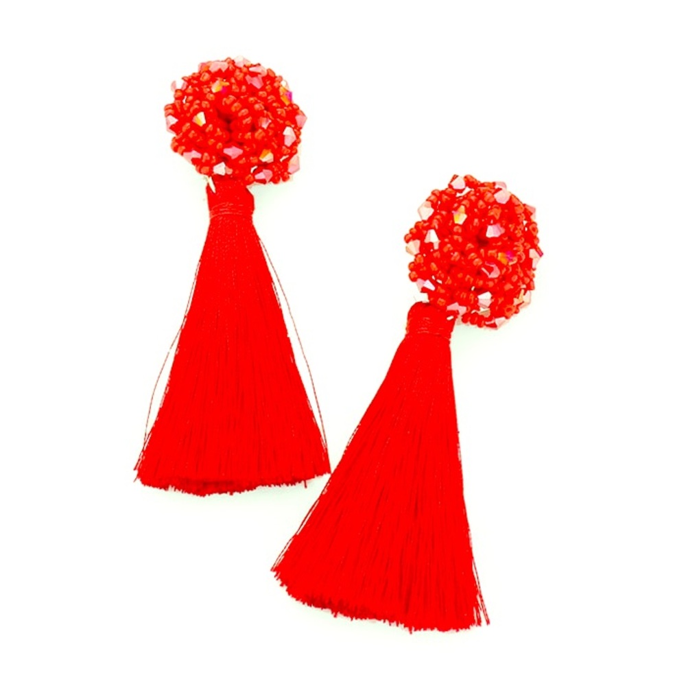 Beaded tassel earrings